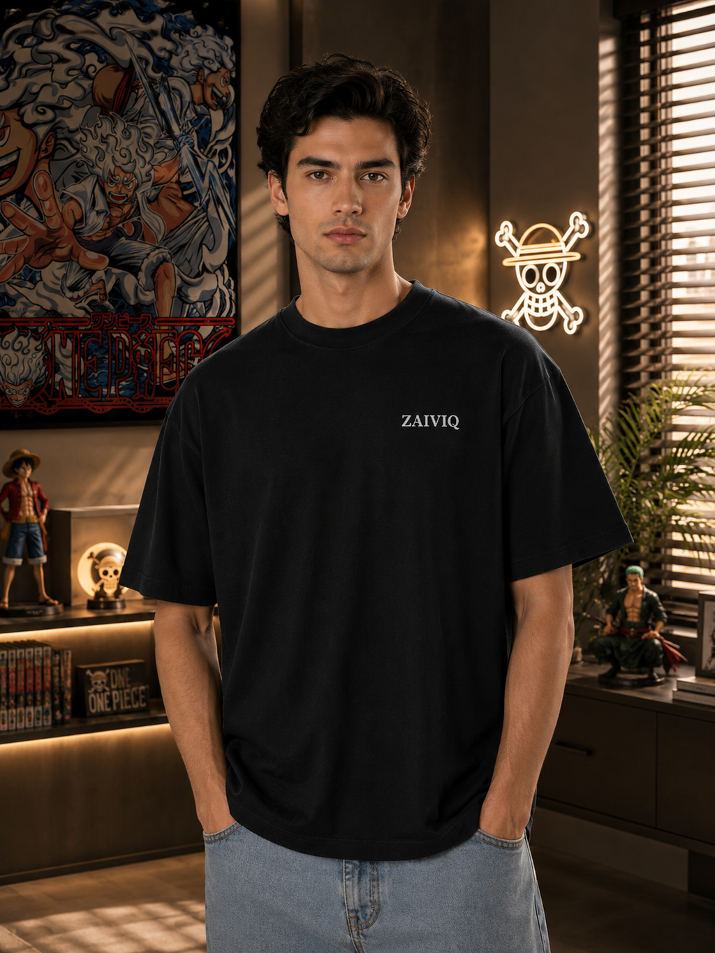 ZAIVIQ™ Gear 5 Premium Embroidered Oversized T-Shirt – Black Edition