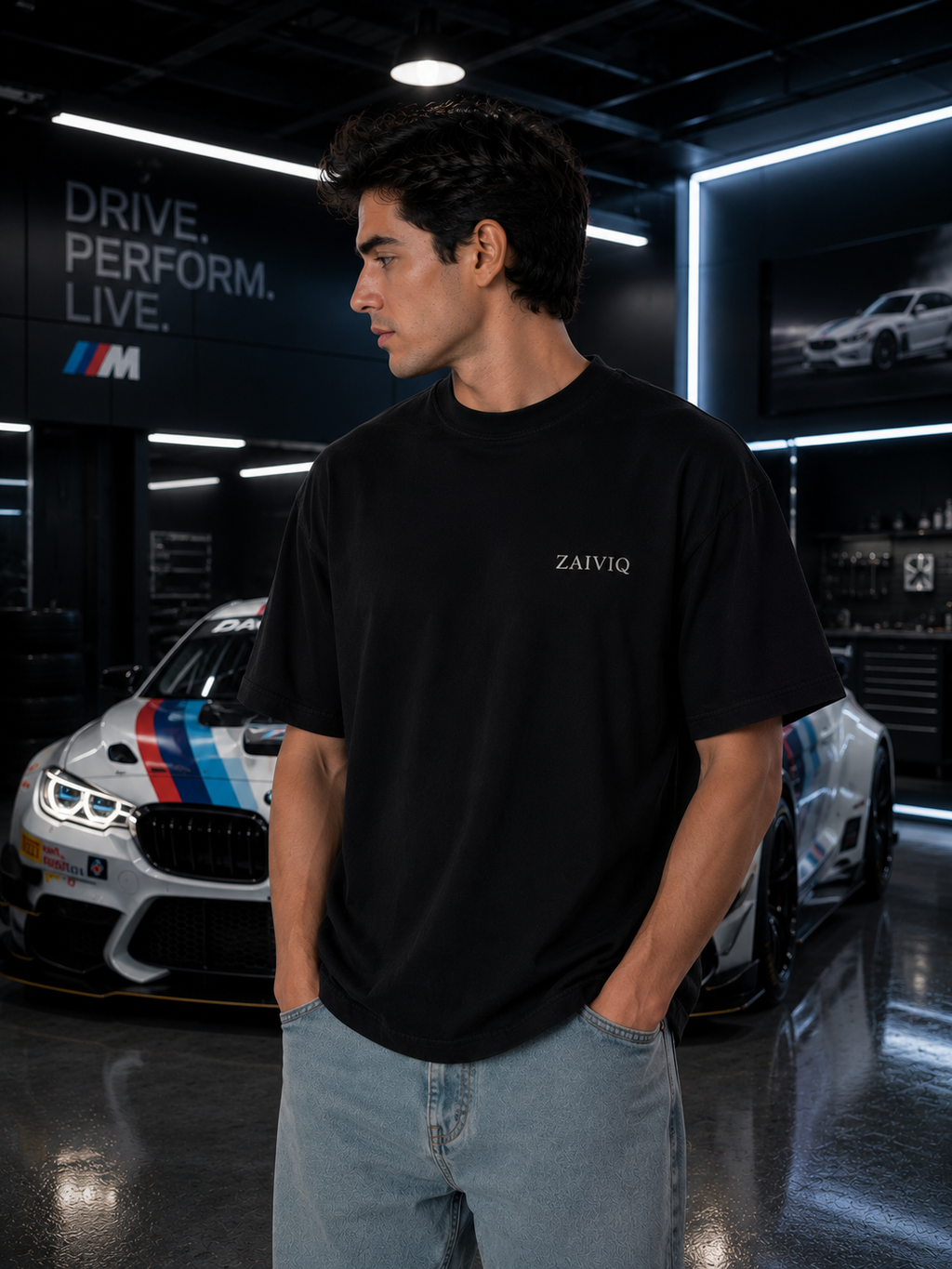 BMW M Motorsport Premium DTF Printed Oversized T-Shirt | Heavyweight Cotton Graphic Tee | ZAIVIQ