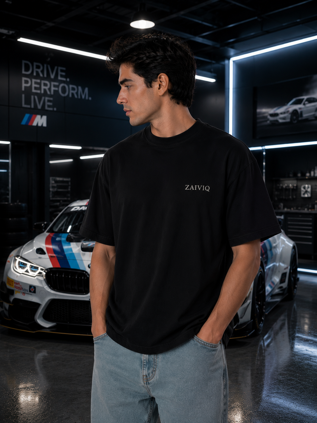 BMW M Motorsport Premium DTF Printed Oversized T-Shirt | Heavyweight Cotton Graphic Tee | ZAIVIQ